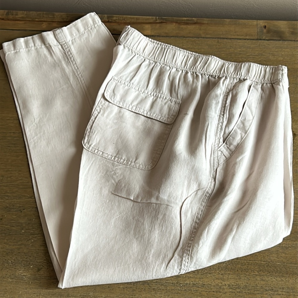 Nicolle Miller Women’s Linen Pants. Size XL. Oatmeal Color. Elastic Waist.